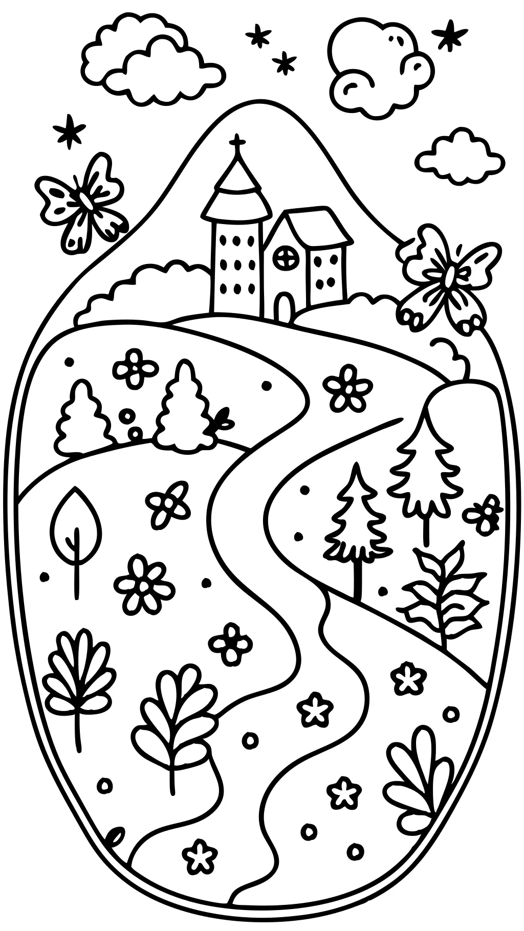 coloriage adulte paysage